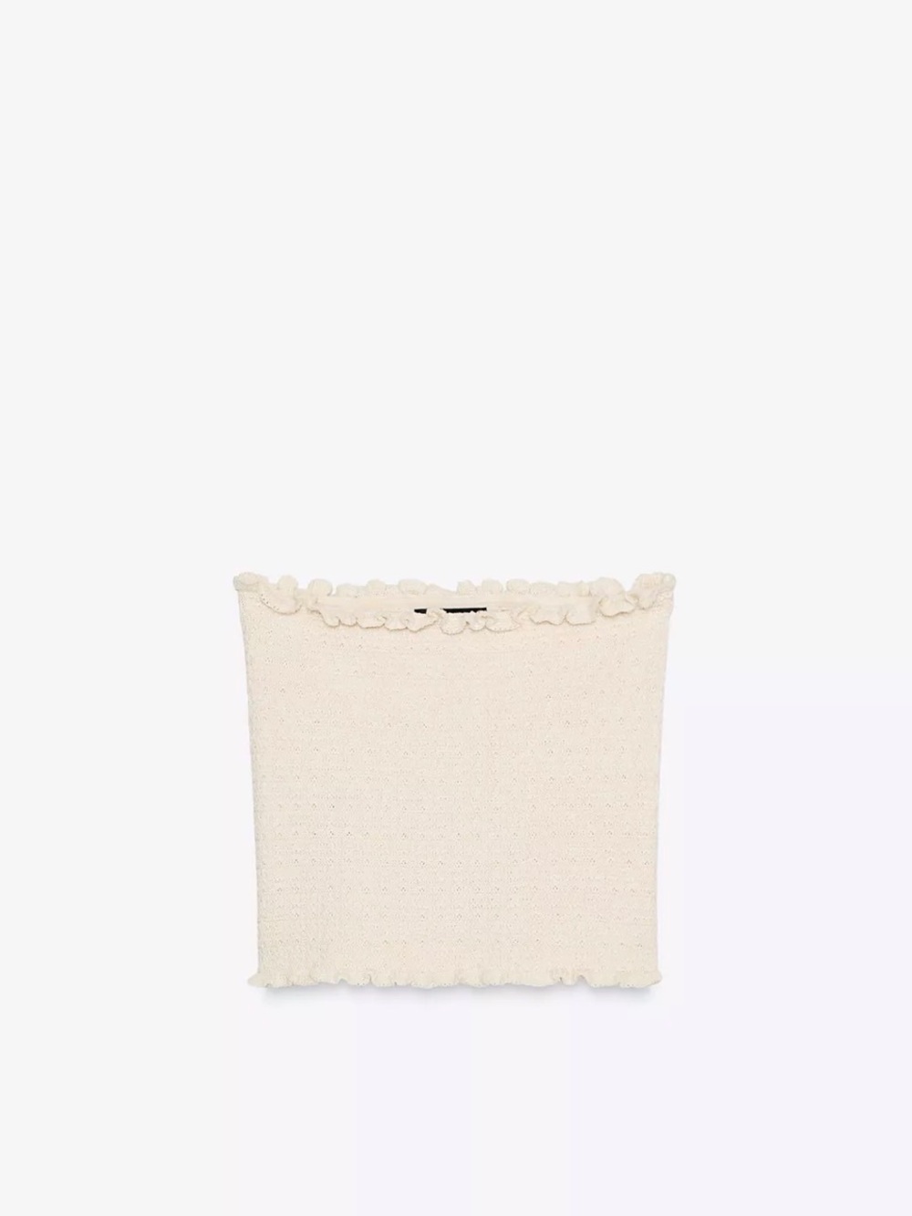 Zara Cream Knit Smocked Tube Crop Top